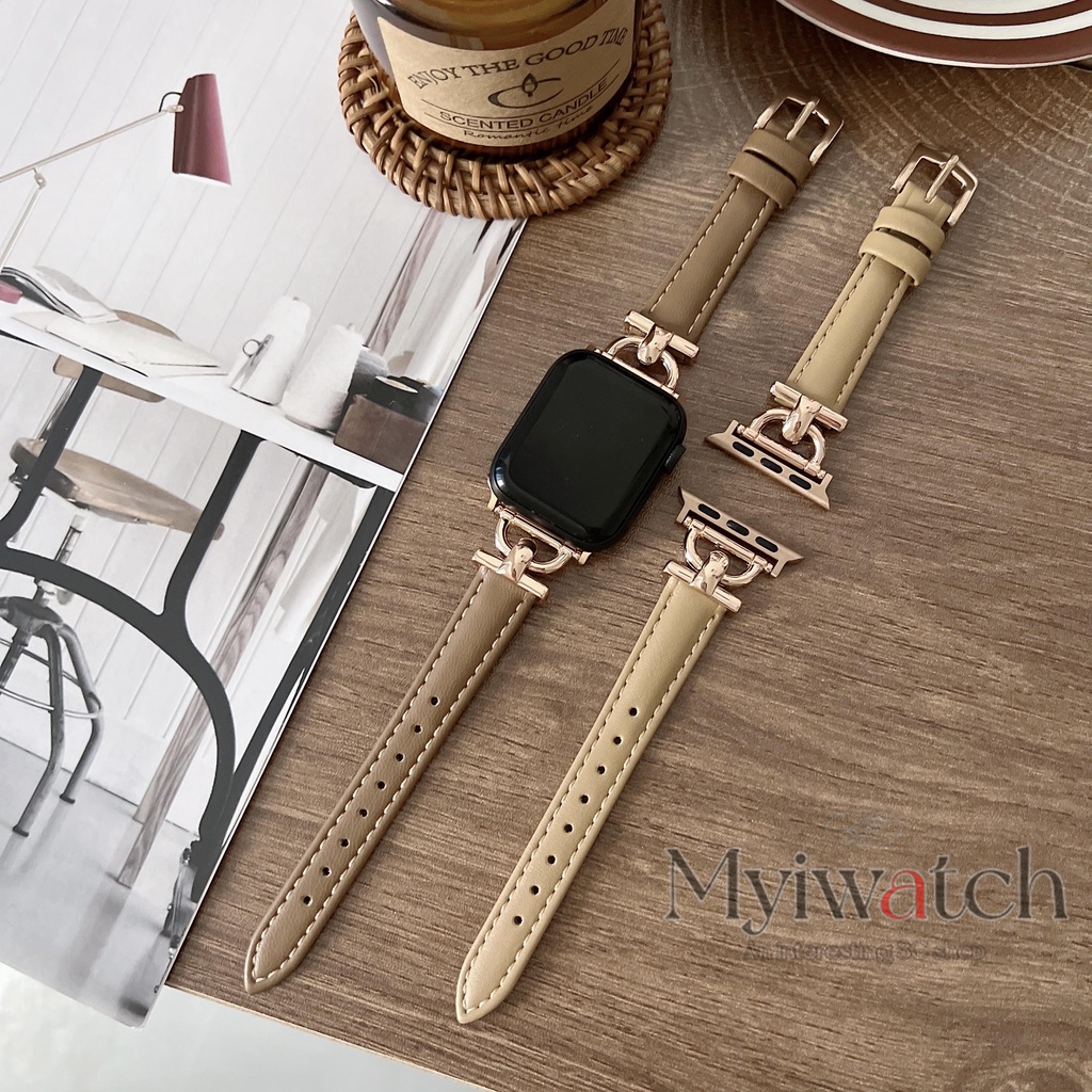 Dây Da Đeo Đồng Hồ 41mm 45mm 40mm 44mm 38mm 42mm iwatch Series 8 7 SE 6 5 4 3 2 1