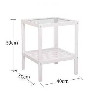 Bàn trà sofa hình vuông mặt kính chân gỗ thông màu trắng đen - Kệ đặt góc sofa - Tạp đầu giường phòng ngủ decor đẹp