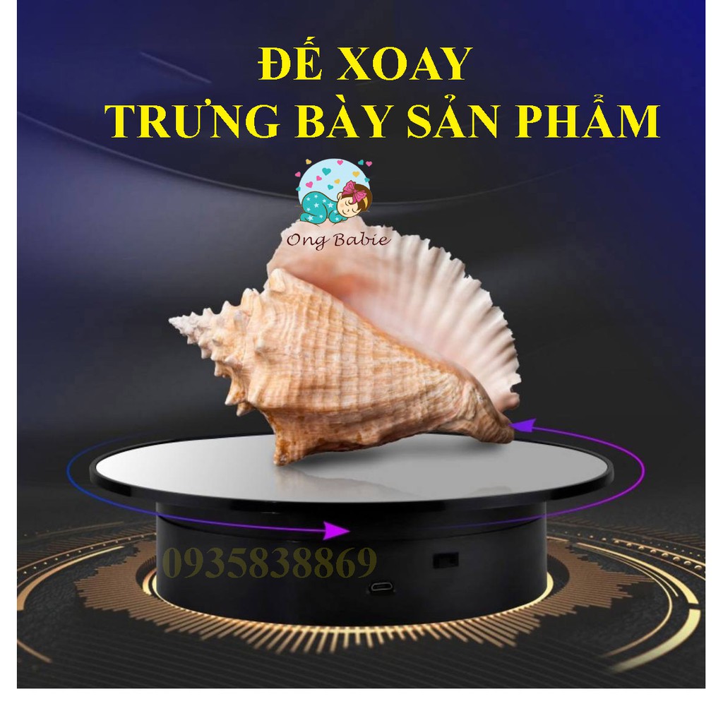 BÀN XOAY, ĐẾ XOAY TRƯNG BÀY SẢN PHẨM 20CM, DÙNG PIN HOẶC ĐIỆN 220V, TẢI 1,5KG ONGBABIE.SHOP