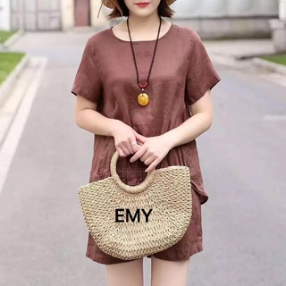 Sét bộ đồ nữ cộc tay mặc nhà chất vải linen siêu mát mẫu mới 2022