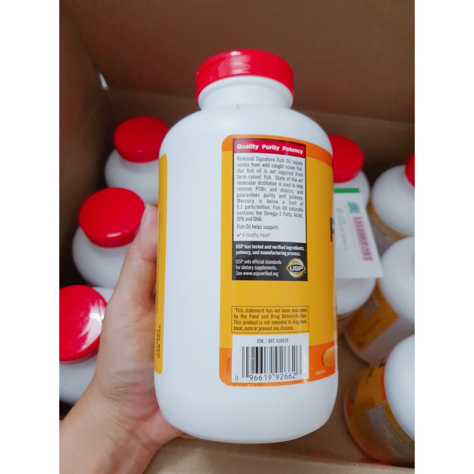date 2025 Viên Uống Fish Oil Dầu Cá Kirkland 400 Viên omega 3 1000mg  của Mỹ từ mỹ dầu cá tốt cho cơ thể