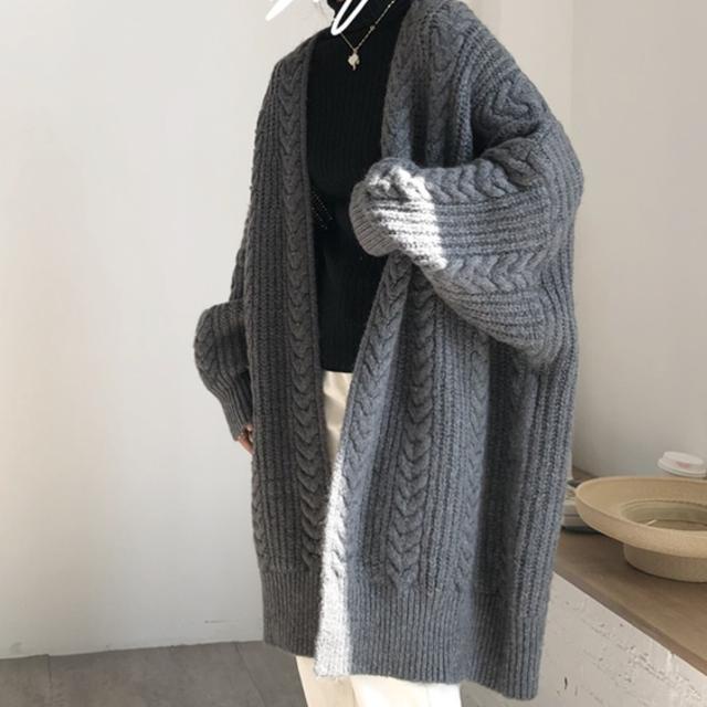 Áo khoác cardigan dệt kim dáng rộng phong cách Nhật mùa thu đông 2201