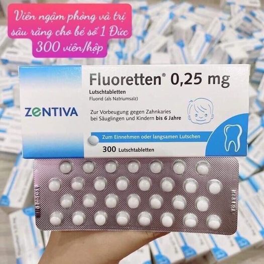 Viên kẹo ngậm chống sâu, ăn mòn răng Flouretten 0.25mg Đức 300 viên