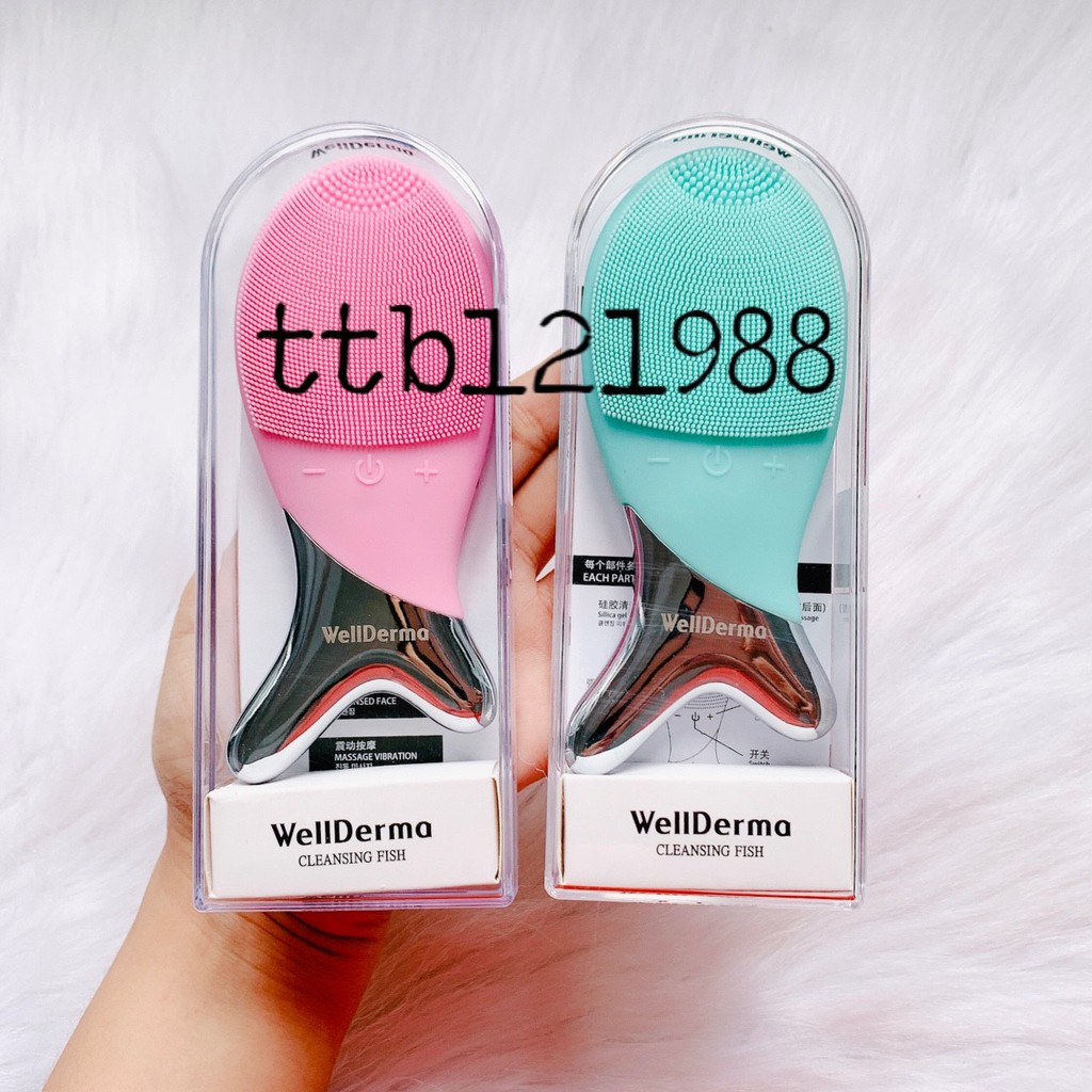 Máy Rửa Mặt Wellderma Cleansing Fish- CON CÁ-xanh - hồng | BigBuy360 - bigbuy360.vn