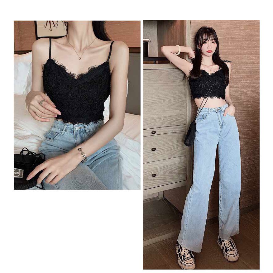 Áo bra ren mút mỏng không gọng êm nhẹ, Áo hai dây croptop chun co dãn thoáng mát Sexy siêu hót A2011