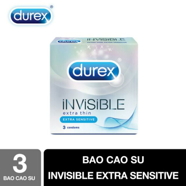 Bao Cao Su Durex Invisible Extra Sensitive  hộp 3 bao siêu mỏng ôm sát