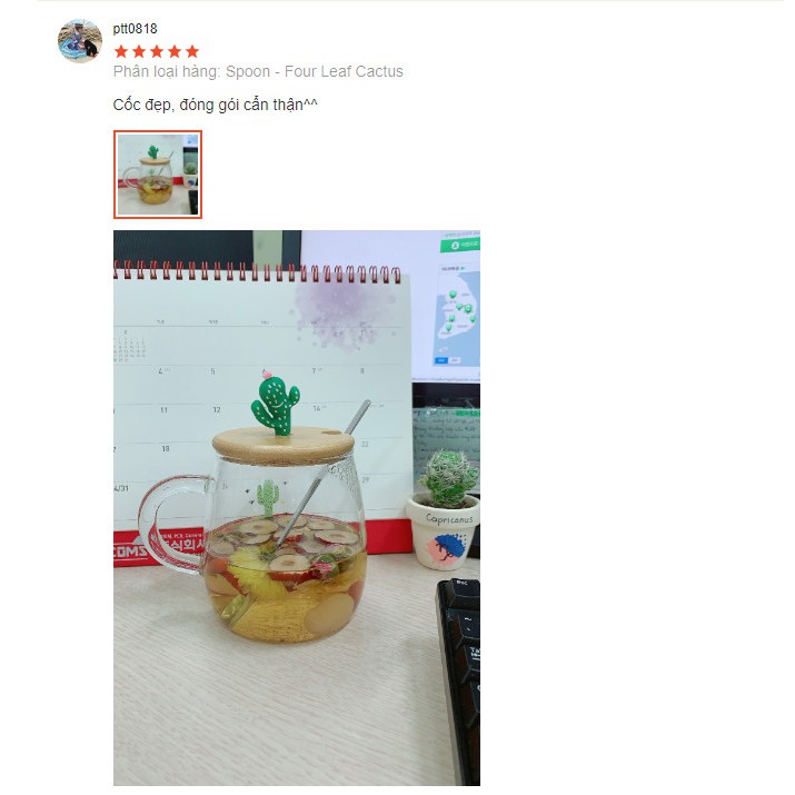 [ kèm feedback ] Cốc thủy tinh chịu nhiệt kèm nắp đậy tạo hình cute  và thìa - ly thuỷ tinh chịu nhiệt uống trà,cafe,...