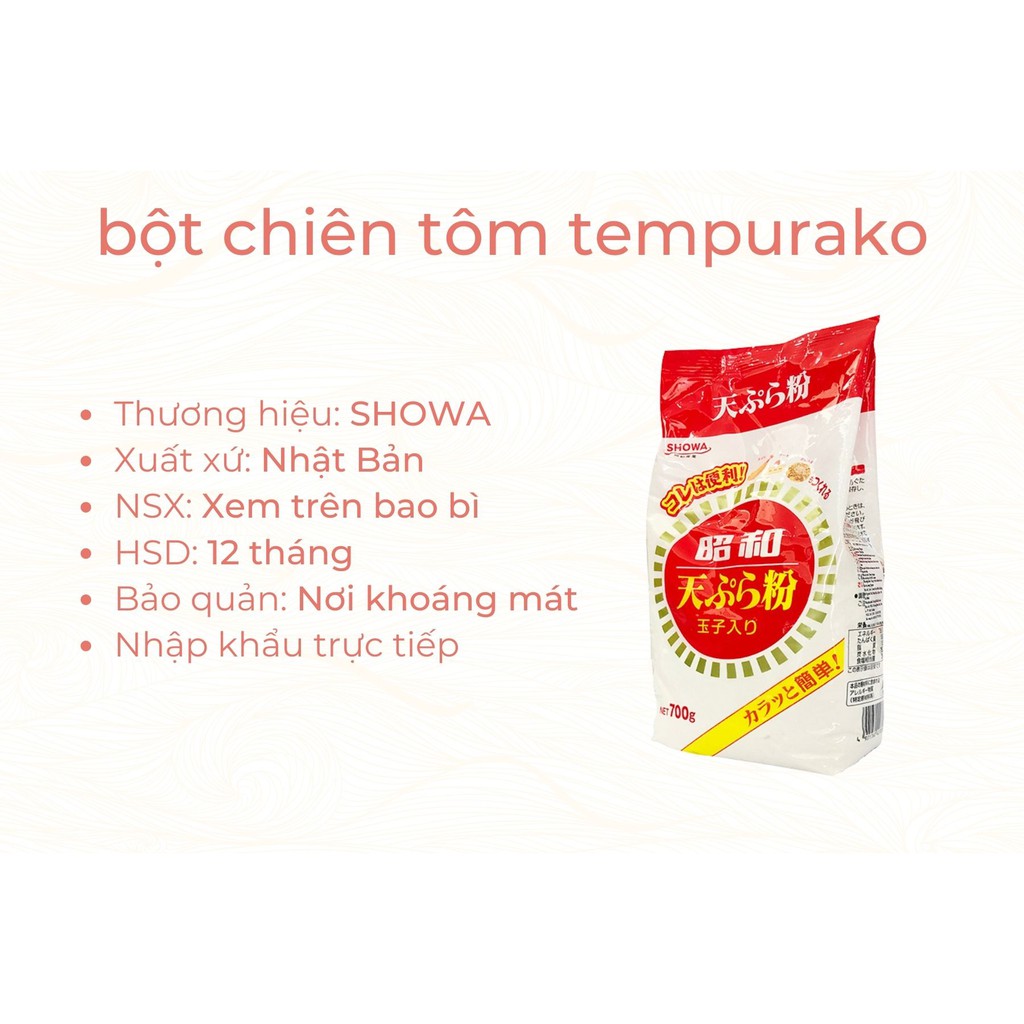 Bột chiên tôm Nhật Bản 700g Tempura Ngon Giòn Rụm