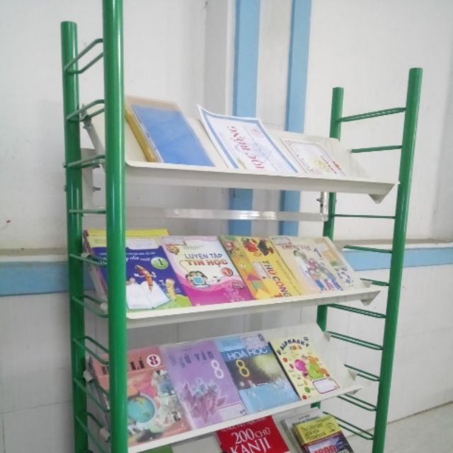 Kệ sách thư viện theo mô hình thư viện thân thiện Room T Read,Kệ có 6 màu:Đỏ,Cam,X.Dương,Trắng,Vàng,X.Lá.