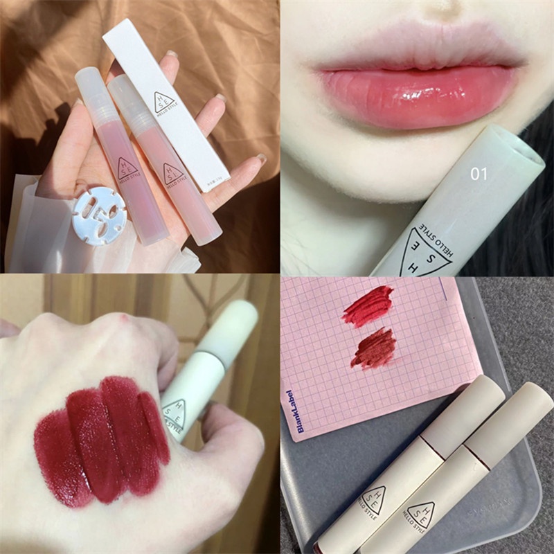 Son Bóng HELLOSTYLE Màu Nude Nhạt Mềm Mượt Nuôi Dưỡng Môi Chống Thấm Nước