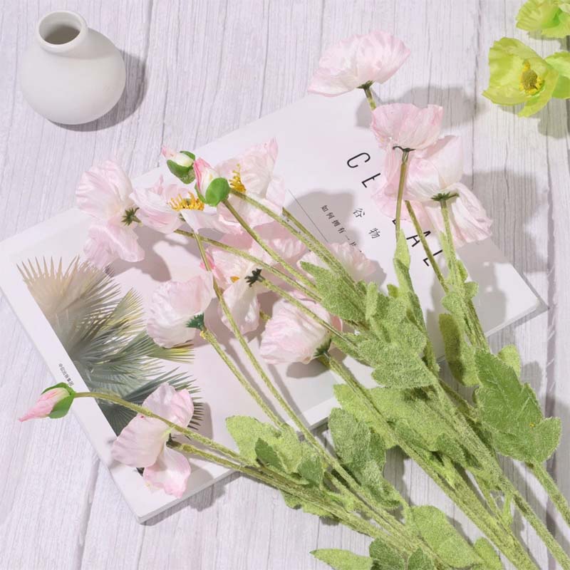 Cành hoa túc anh giả 4 nhánh cỡ 60cm trang trí nhà cửa tiện dụng