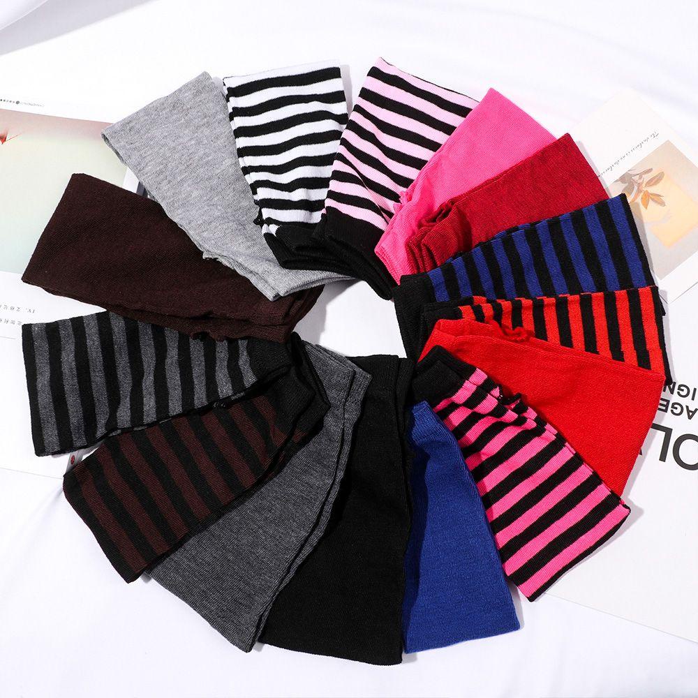Suyo Găng Tay Cotton Dài Hở Ngón Kẻ Sọc