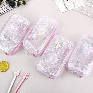 Hộp bút hologram kim tuyến chân mèo to HB115 hộp bút cute hộp bút dễ thương