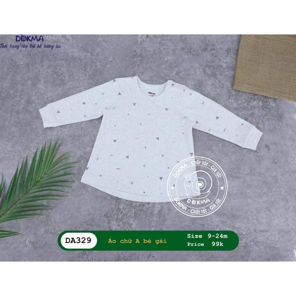 Áo thun dài tay thu đông vải cotton dày dặn cho bé trai bé gái Dokma sale size 6M-24M DMA329 Lamiha