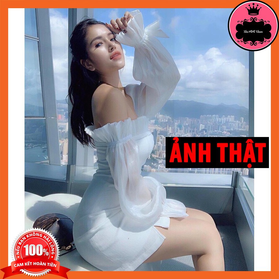 VÁY BODY TAY PHỒNG CÓ MÚT NGỰC 3 SIZE S,M,L MÀU TRẮNG, HỒNG VẢI BỐ KÈM LƯỚI | BigBuy360 - bigbuy360.vn