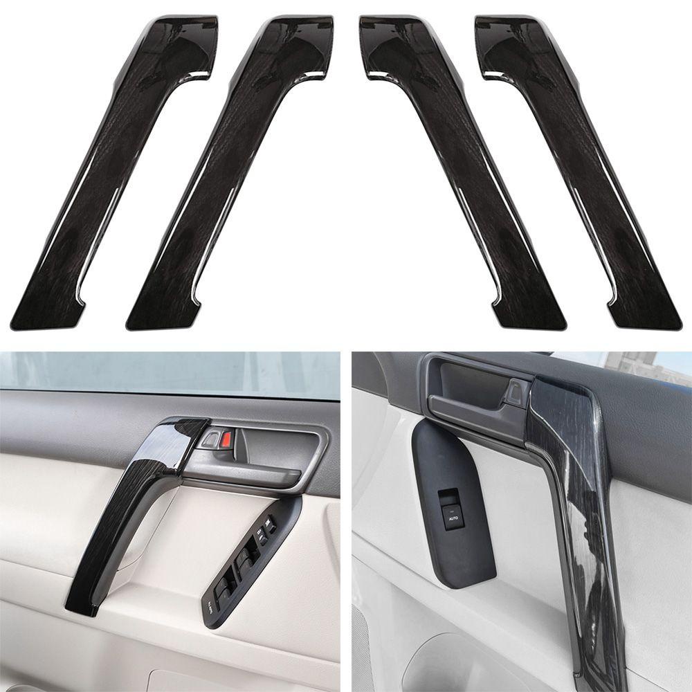 Bộ 4 Vỏ Bọc Tay Nắm Cửa Xe Hơi Bằng ABS Mạ Crom Màu Đen Cho Prado FJ150 150 10-18