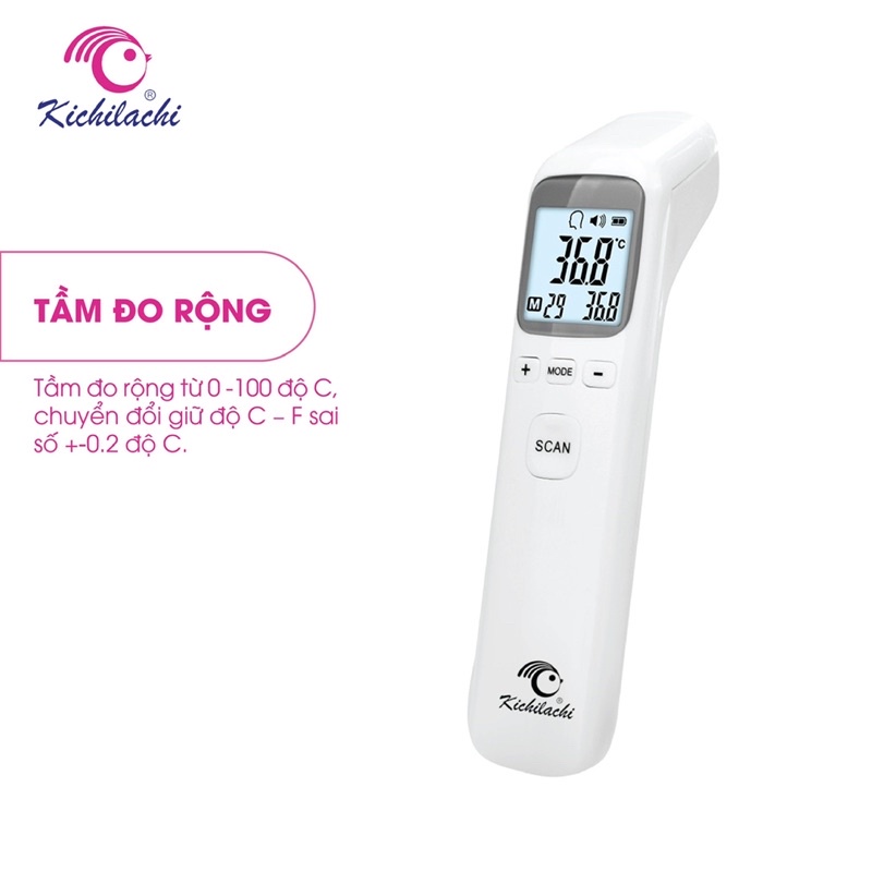 Nhiệt Kế Điện Tử Hồng Ngoại Kichilachi Độ Chính Xác Cao Cho Bé Và Người Lớn