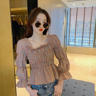 Áo Kiểu Ca Rô Dáng Ôm Dễ Phối Đồ Cho Nữ