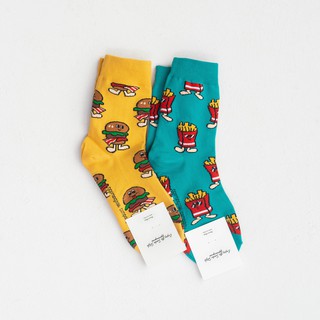 Tất cao cổ nữ hoạ tiết Cartoon Fast Food