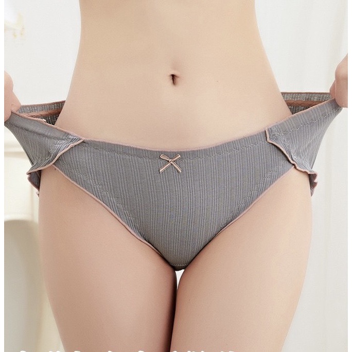 Set 5 Quần Lót Nữ Cotton Đính Nơ Viền Hồng Siêu Co Giãn S99