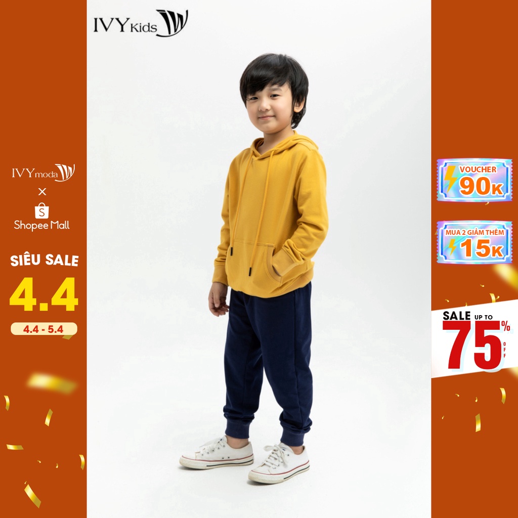 [NHẬP WABRTL5 GIẢM 10% TỐI ĐA 50K ĐH 250K ]Áo hoodie trơn bé trai IVY moda MS 59K1185