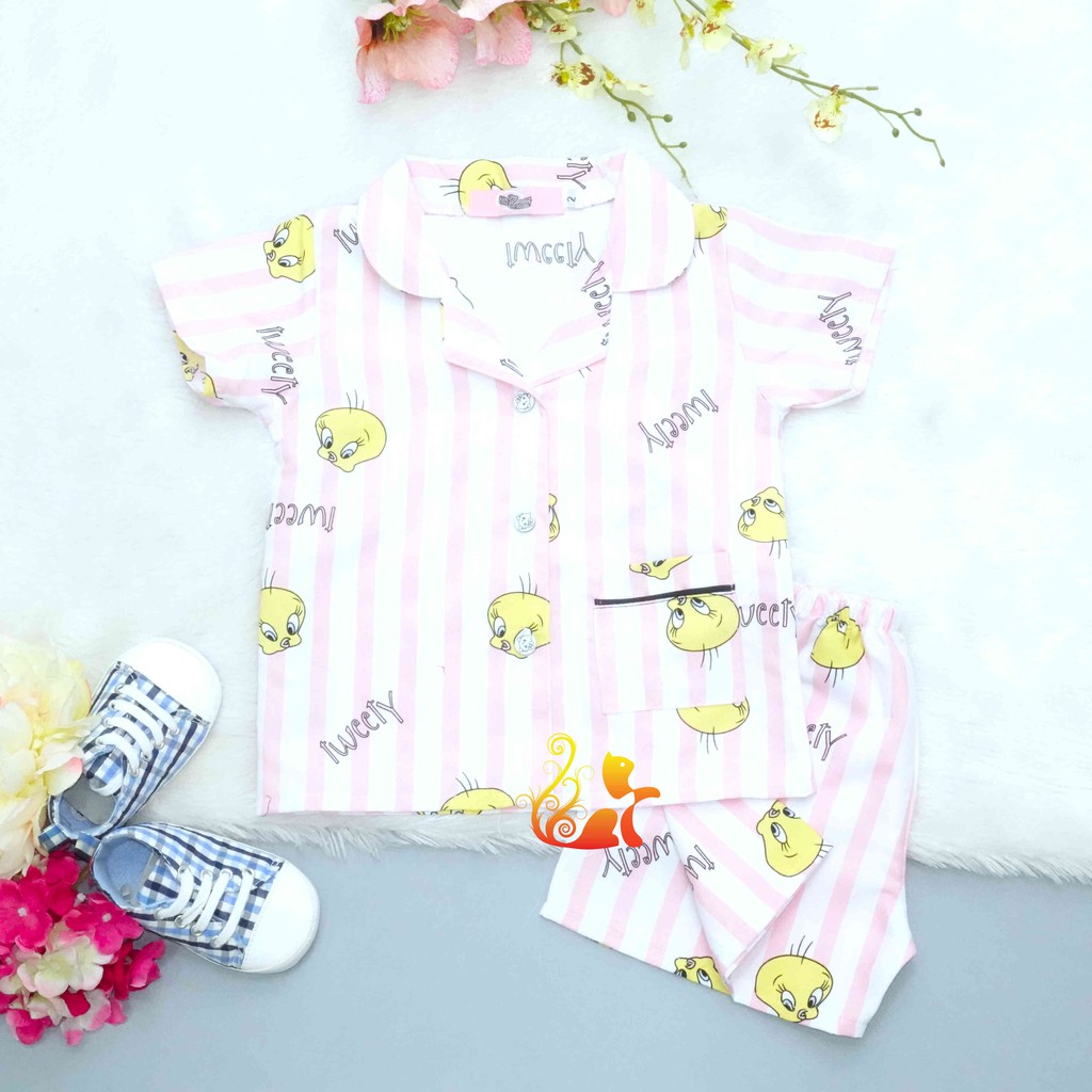 Đồ Bộ Mặc Nhà &quot;Vịt sọc&quot; Pijama Kate Thái - Cho Bé 8 - 38kg.