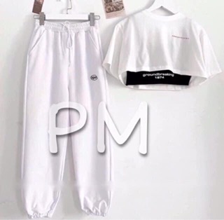Set quần bo gấu mix áo croptop