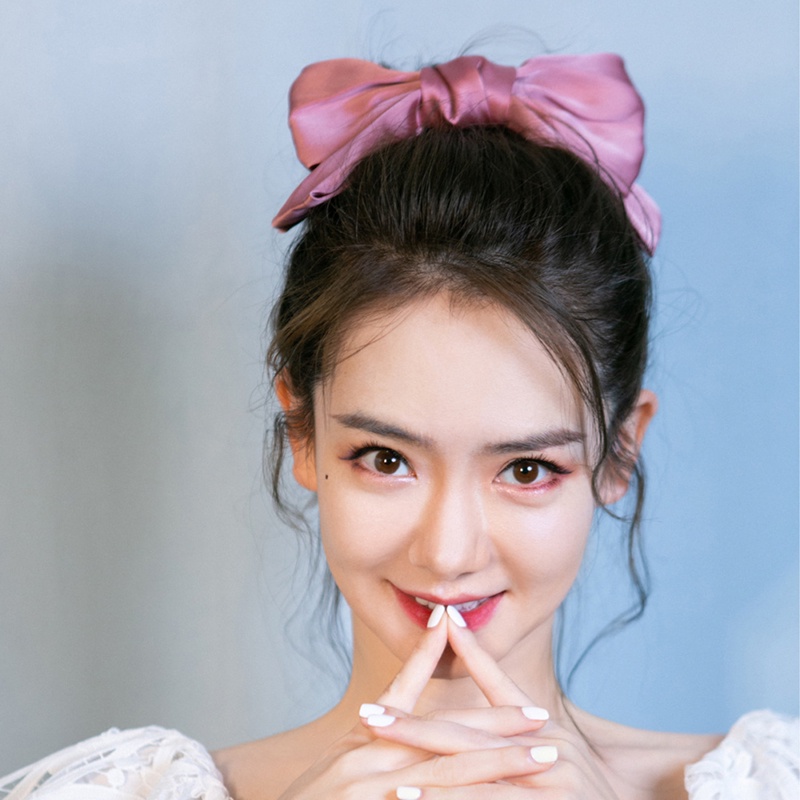Kẹp nơ vải bản to màu cơ bản phong cách vintage hàn quốc