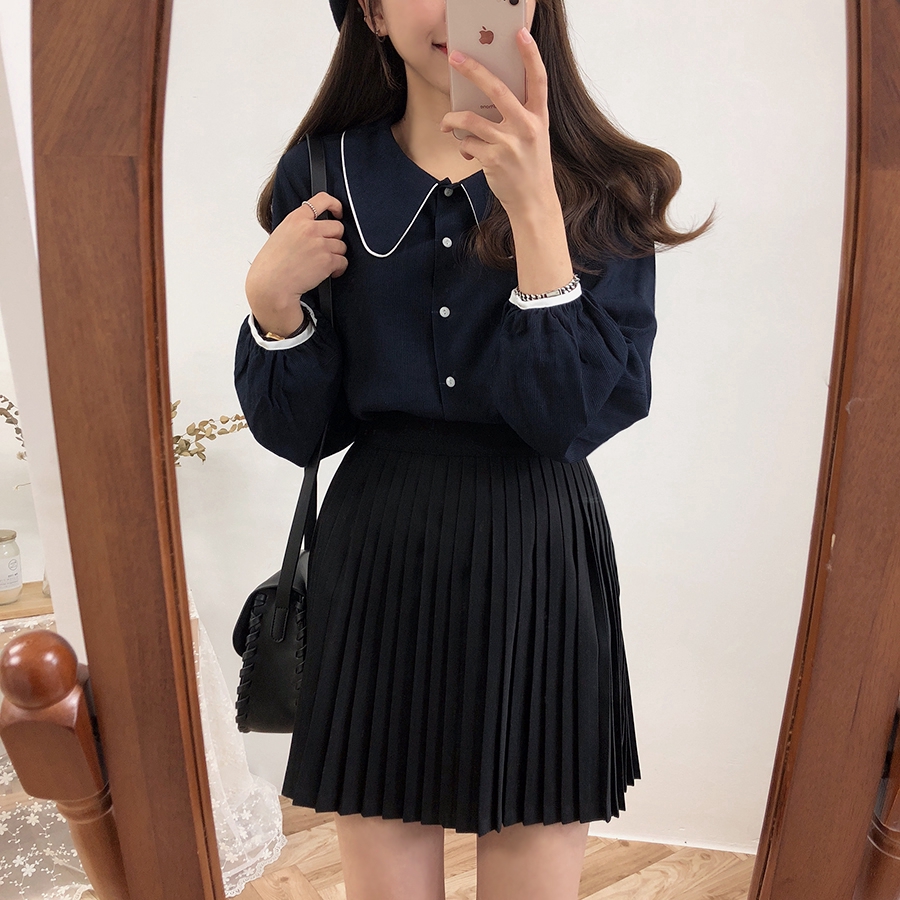 Áo Sơ Mi Tay Dài Thời Trang Hàn Quốc Thanh Lịch Cho Nữ