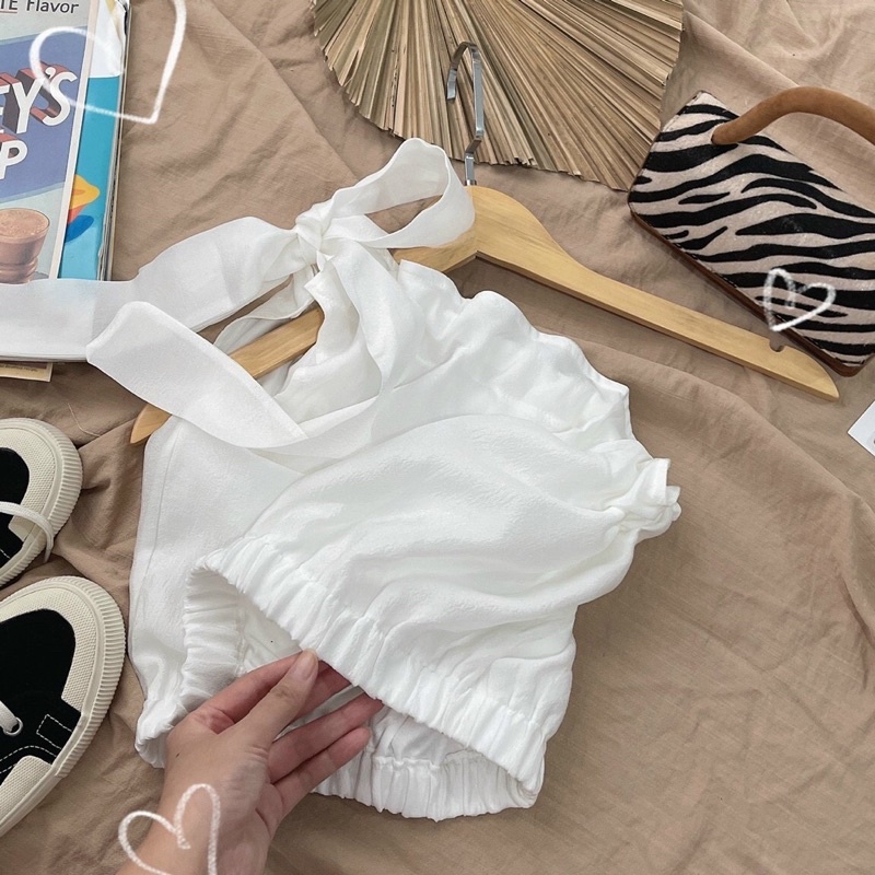 Áo voan dây rút lêch vai