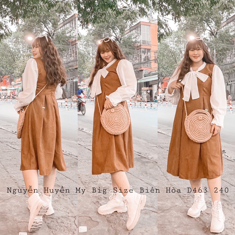 Đầm cổ vintage cột nơ cổ  bigsize