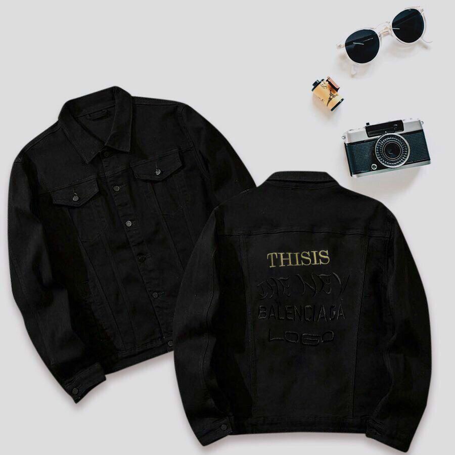 Áo Khoác Jean Nam màu đen chữ thêu Muradfashion, Áo Khoát Jeans chất bò cao cấp mẫu mới hot trend 2021 NT7904