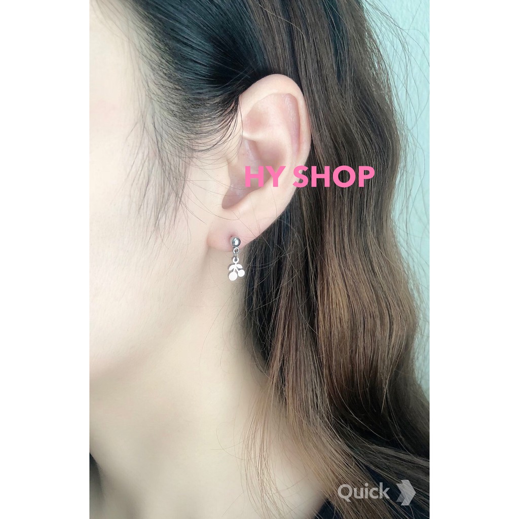 bông tai titan thép y tế 2 quả cherry nhỏ không dị ứng