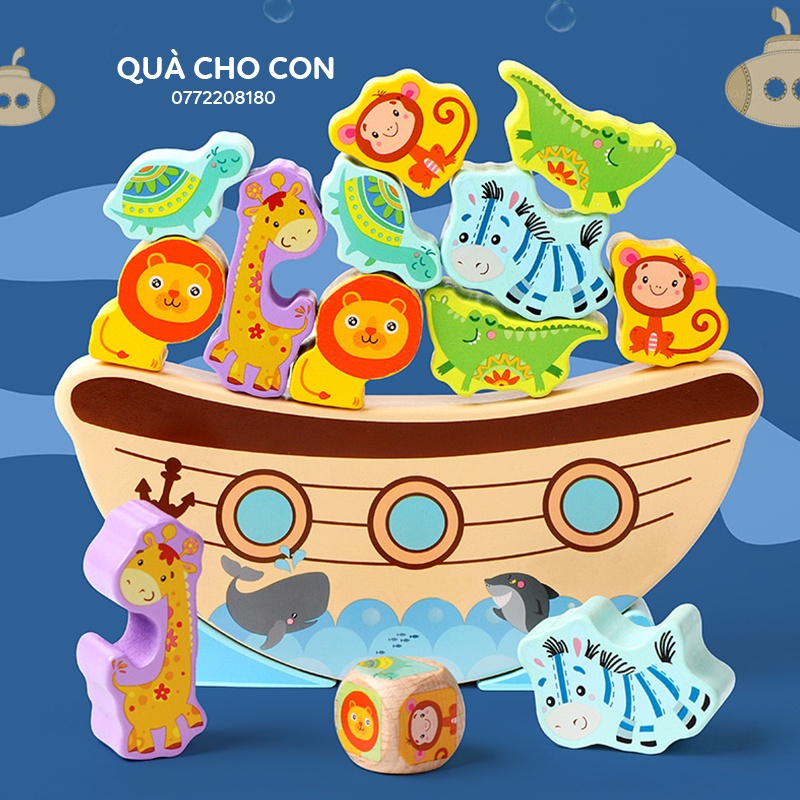 BỘ TRÒ CHƠI CÂN BẰNG ĐỘNG VẬT TRÊN CON THUYỀN CỦA NOAH BẰNG GỖ