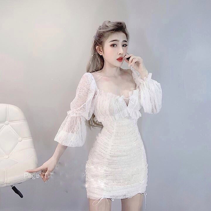 Đầm body ren 2 lớp tay phồng sang chảnh | BigBuy360 - bigbuy360.vn