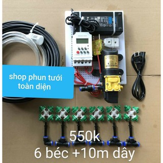 [ Ráp sẵn] Bộ phun sương tự động ( hẹn giờ or smart wifi) bơm đơn 6 - 20 béc 4 hướng cho giàn lan