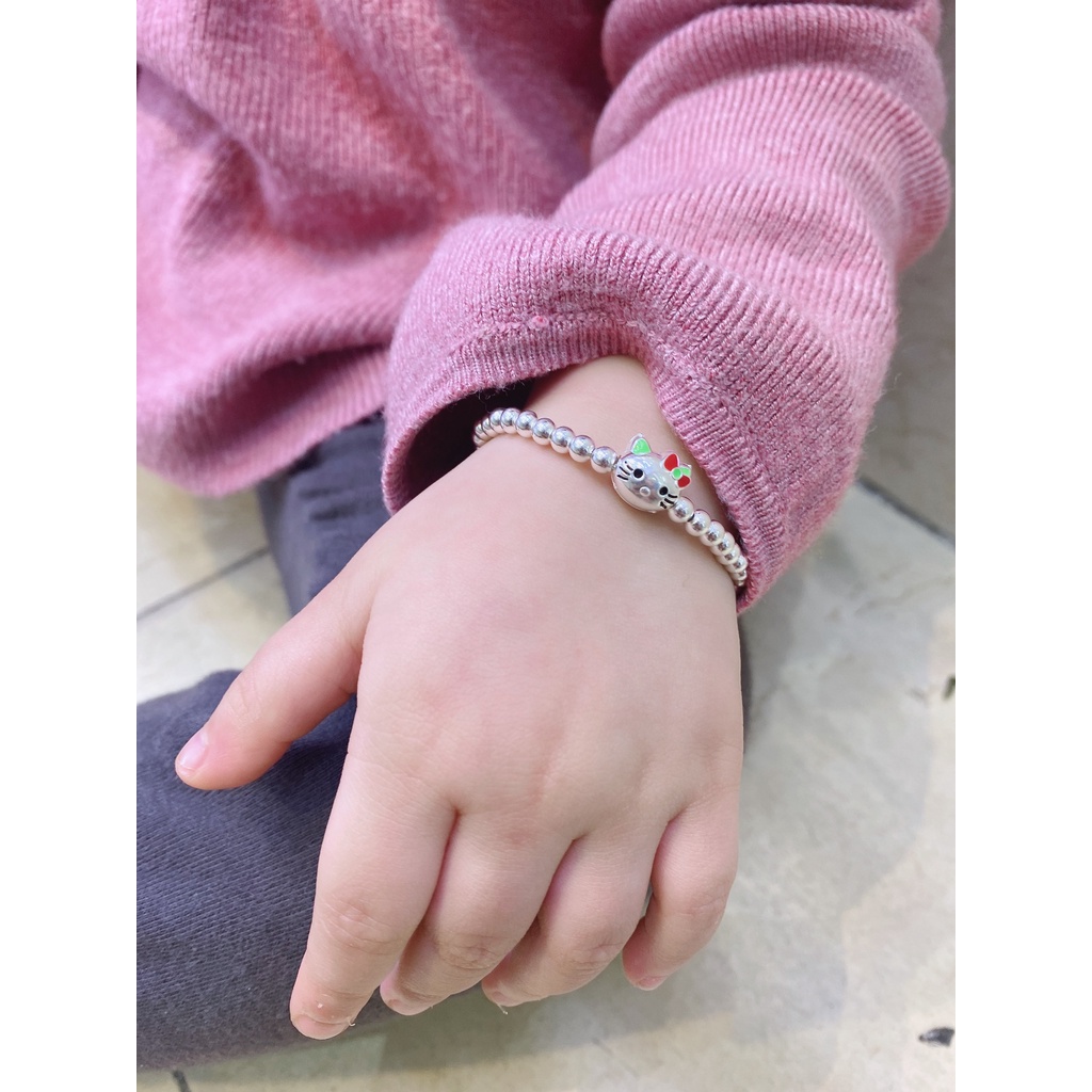 Lắc tay cho bé siêu xinh chất liệu bạc ta bi phay, vòng bạc đeo tay cho bé Minh Hằng Jewelry