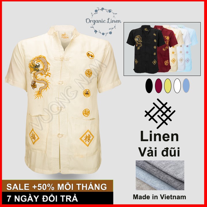 Áo Rồng Nam Trung Niên Vải Đũi