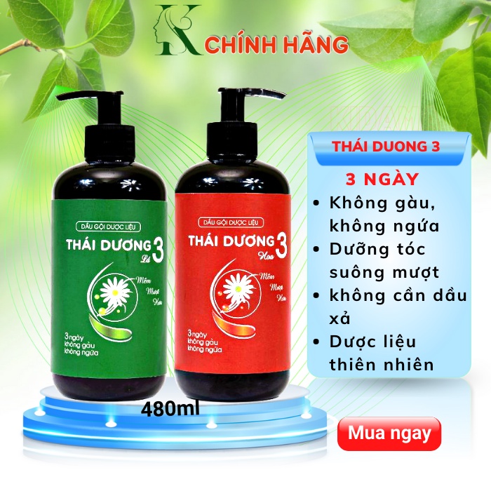 Dầu gội dược liệu Thái Dương 3 thảo dược thiên nhiên không cần dầu xả sạch gàu hết ngứa giảm rụng tóc