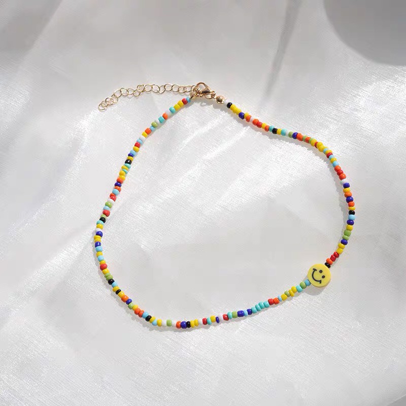Vòng cổ hạt mặt cười đầy màu sắc làm bằng tay cho nam và nữ Chuỗi mặt nạ chống rụng