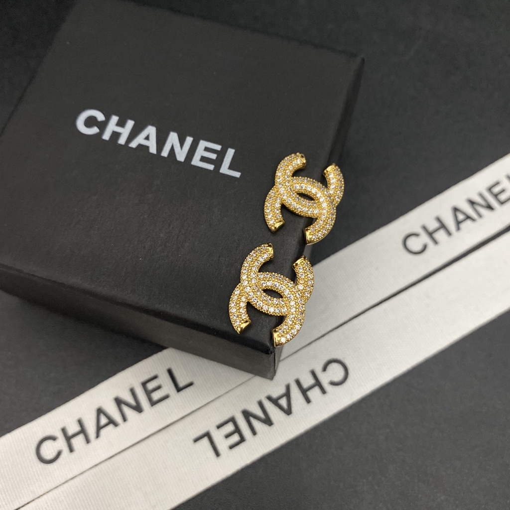 Bông Tai Hình Chữ C Đính Kim Cương Giả Mạ Vàng Thời Trang Dành Cho Nữ 2022