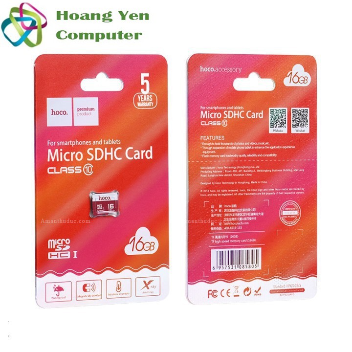 Thẻ Nhớ MICRO SDHC 16GB Hoco Class 10 85MB/S Chống Nước - BH 5 Năm | WebRaoVat - webraovat.net.vn