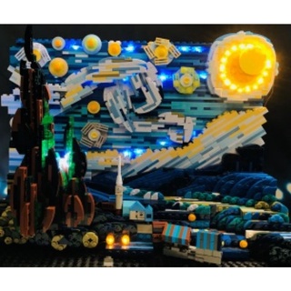 Đồ chơi Lắp ráp Mô hình DK3001 The Starry Night Van Gogh Pixel Painting World Masterpiece Bầu trời đầy sao của Van Gogh