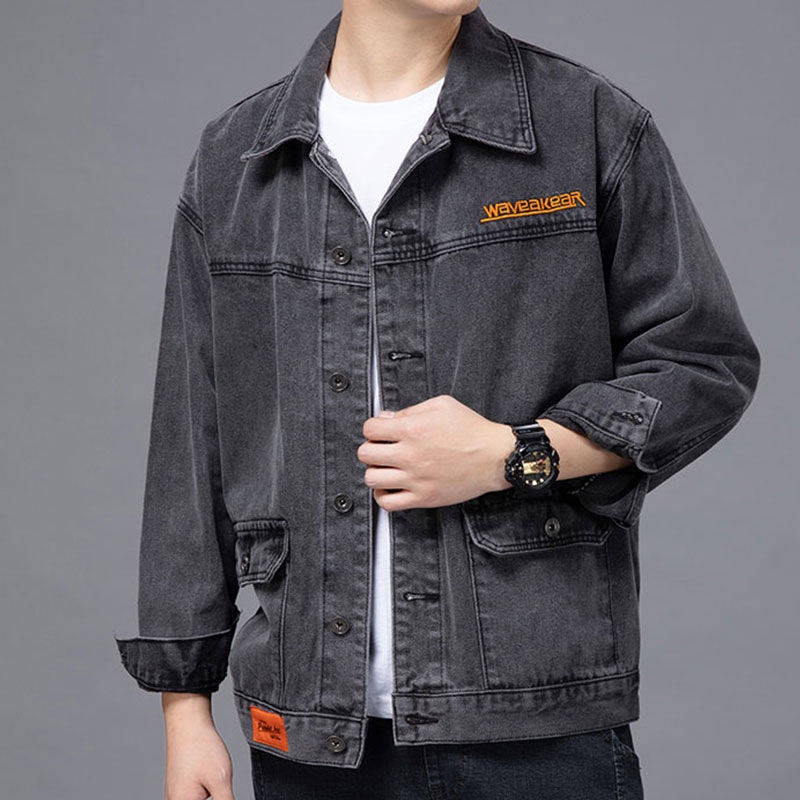 Áo Khoác denim Lót Lông Cừu Dày Dặn Dáng Rộng Giữ Ấm Thời Trang Thu Đông Hàn Quốc Cho Nam