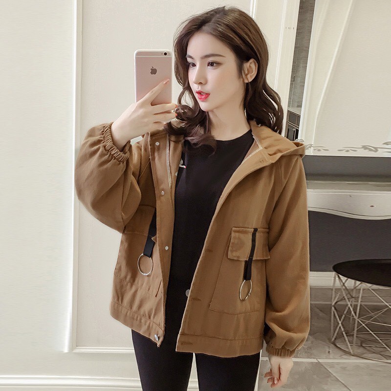 [Video+Ảnh Thật] Áo Khoác Kaki Nữ Có Khoen 1 Lớp Free Size 70kg AK145 TD Fashion