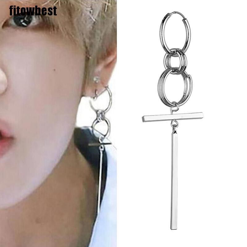 Bông Tai Dạng Xỏ Bằng Bạc Phối Tua Rua Phong Cách KPOP BTS V Bangtan Boys V Cho Nam Và Nữ