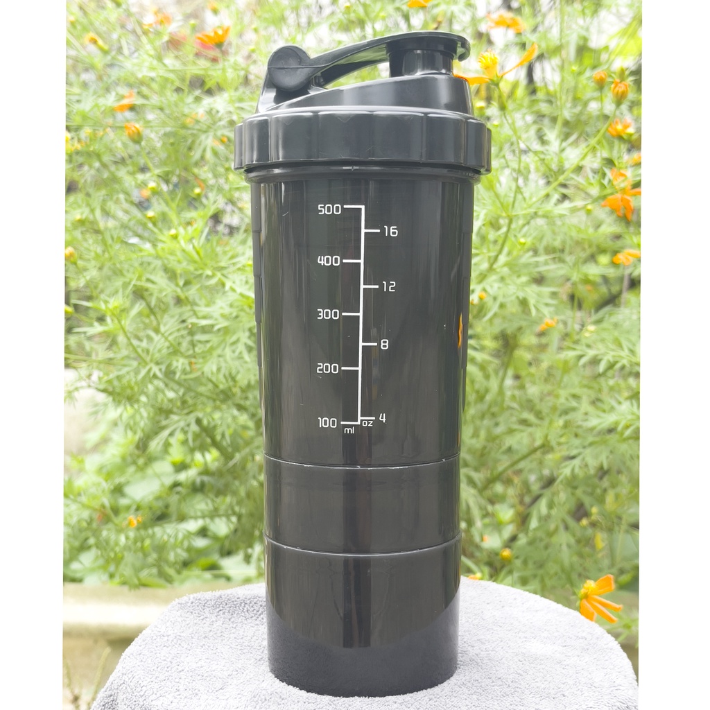 Bình lắc Shaker cho người tập Gym 3 ngăn tiện dụng 500 ml