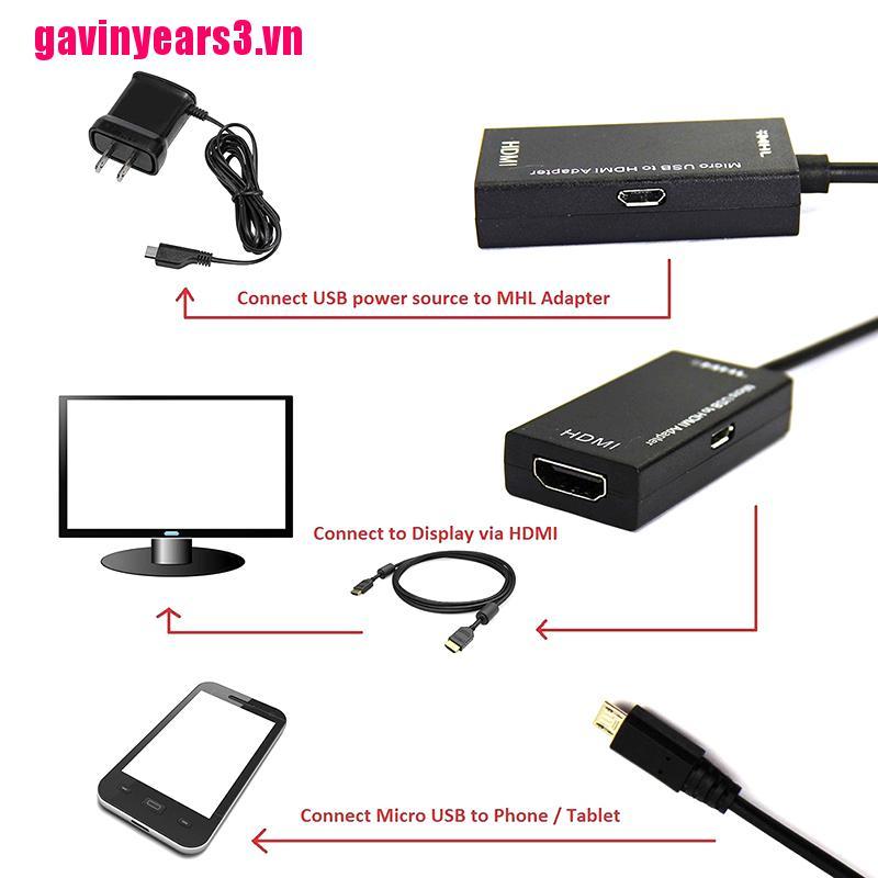 Cáp Chuyển Đổi Cổng Micro Usb 2.0 Sang Hdmi Hdtv Tv Hd Cho Điện Thoại Samsung Lg S7