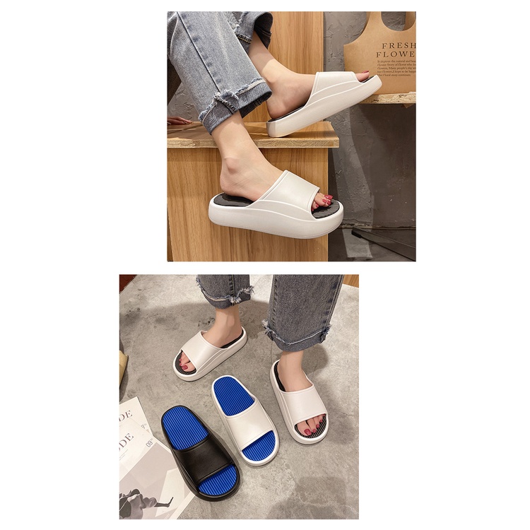 Dép lê đôi quai ngang unisex đế độn 5cm thời trang phong cách ulzzang siêu hot đi cực êm chân chống trơn trượt tốt TH-85