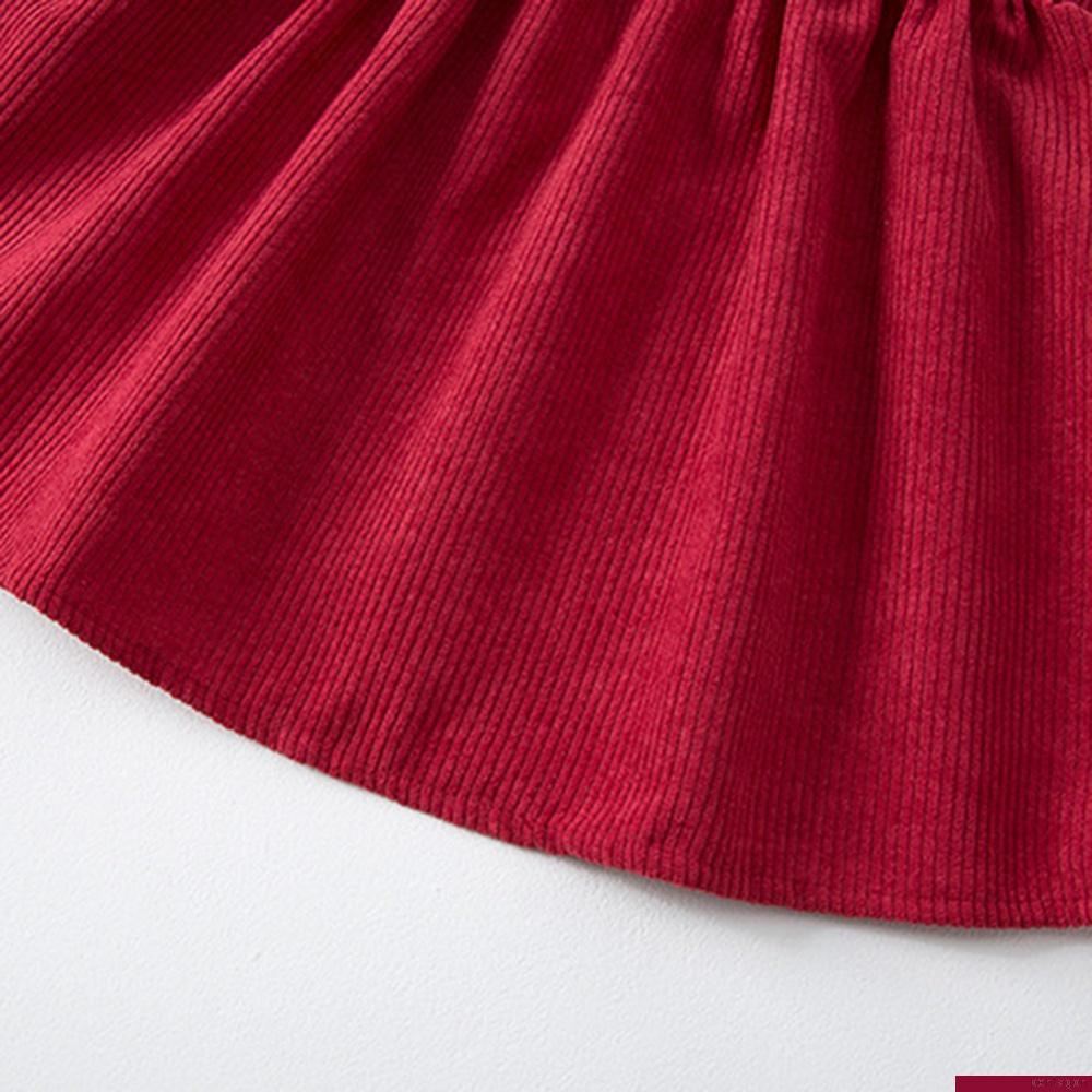 Đầm xòe 2 dây vải nhung đính nơ dễ thương cho bé gái 2-8 tuổi